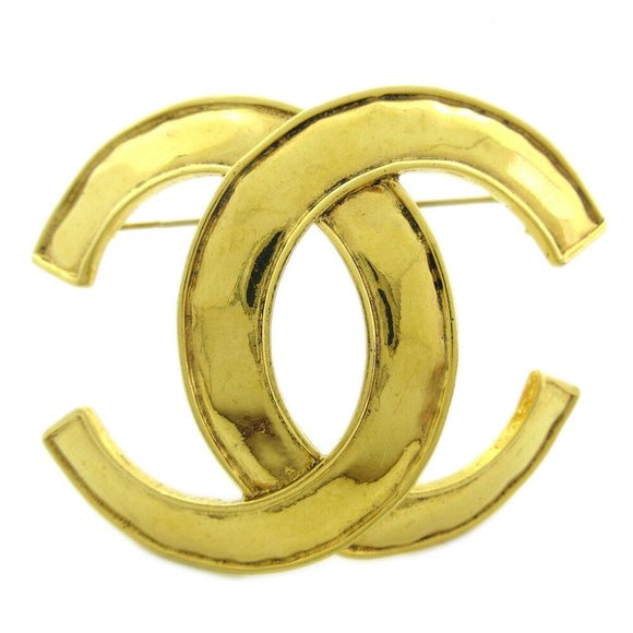 Authentic CHANEL CC Logos Charm Brooch Pin Corsage Gold-Tone 94P - Picture 1 of 4